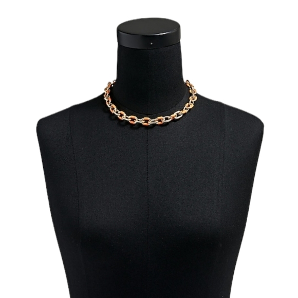 J. Crew Enamel Link Sweet Marigold Necklace, Bracelet & Earrings Set NWT - Picture 3 of 5